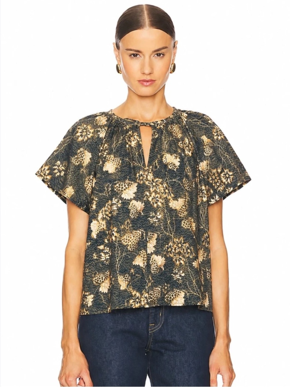 Ulla Johnson Cotton Floral Sena Short Sleeve Blouse Size 8